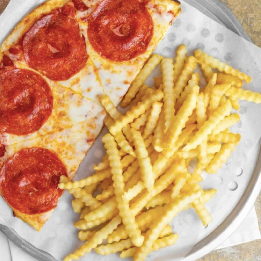 slice and ice snack box pizza and fries image